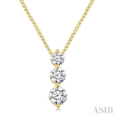 ASHI 3 Stone Diamond Fashion Pendant 915G5PPFGPDYG