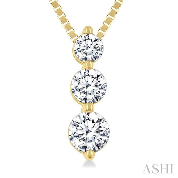 ASHI 3 Stone Diamond Fashion Pendant 915G5PPFGPDYG