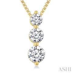 ASHI 3 Stone Diamond Fashion Pendant 915G5PPFGPDYG