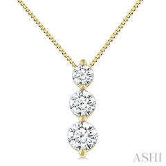 ASHI 3 Stone Diamond Fashion Pendant 915G6PPFGPDYG