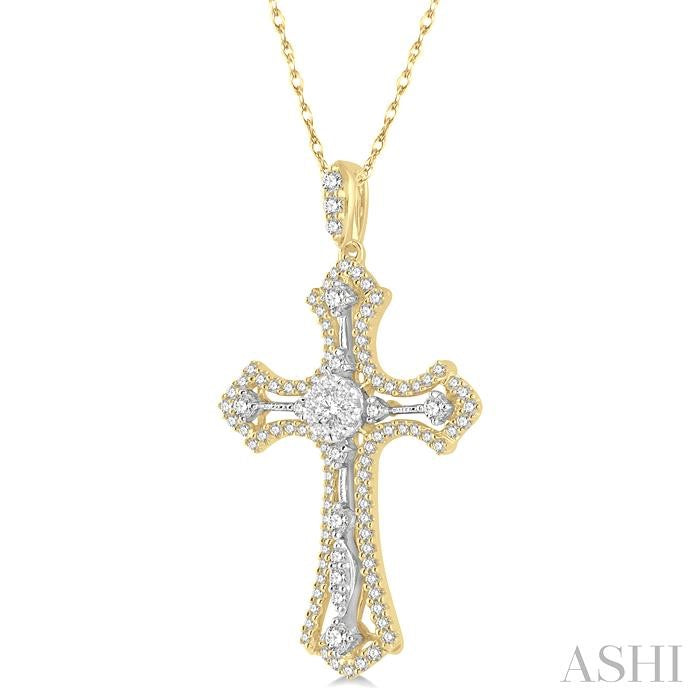 ASHI Cross Lovebright Diamond Fashion Pendant 916C2PPFGPDYW