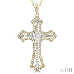ASHI Cross Lovebright Diamond Fashion Pendant 916C2PPFGPDYW