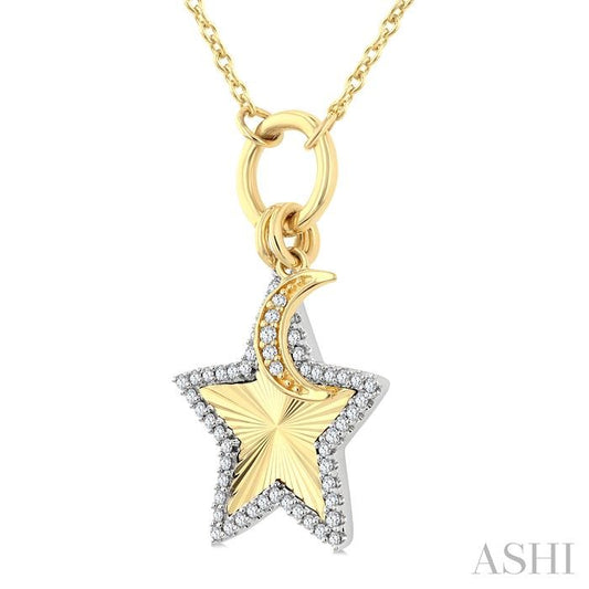 ASHI Star Charm Fluted Diamond Fashion Pendant 916G8PPTGPDYW-STR