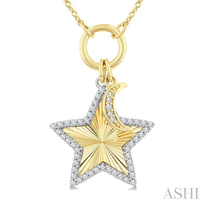 ASHI Star Charm Fluted Diamond Fashion Pendant 916G8PPTGPDYW-STR