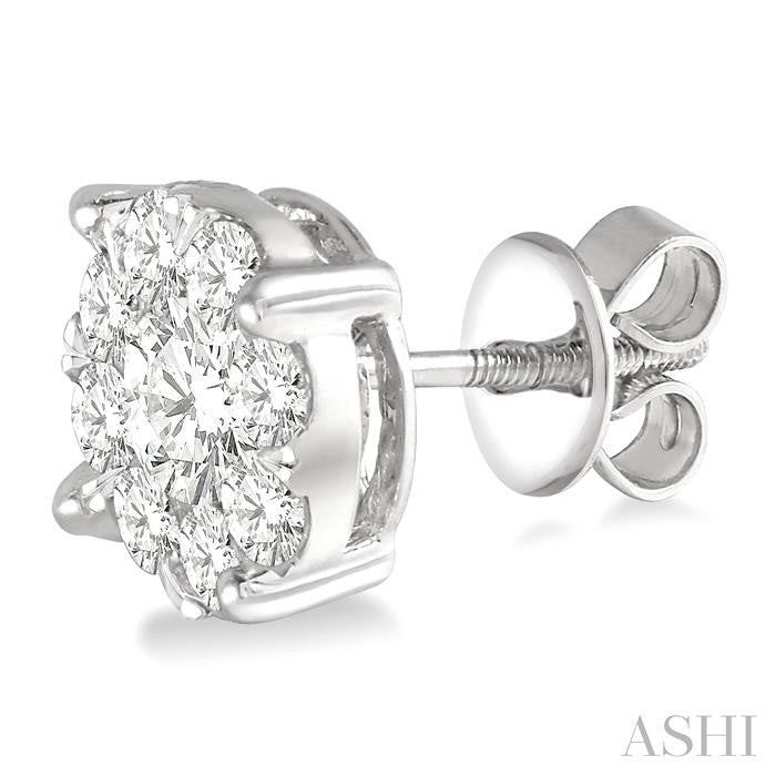 ASHI Round Shape Lovebright Essential Diamond Stud Earrings 91750PPFGERWG-3.00