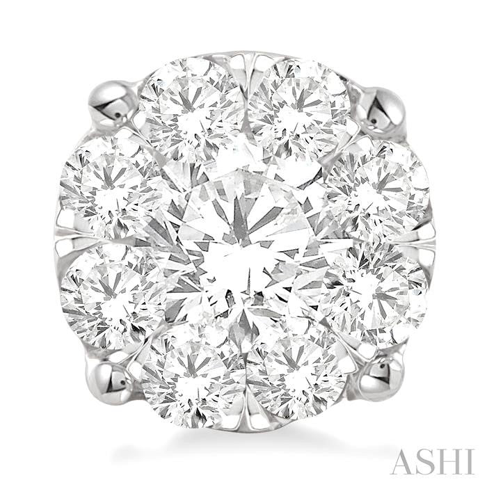 ASHI Round Shape Lovebright Essential Diamond Stud Earrings 91750PPFGERWG-3.00