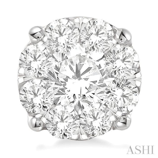 ASHI Round Shape Lovebright Essential Diamond Stud Earrings 91750PPFGERWG-3.00