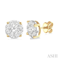ASHI Round Shape Lovebright Essential Diamond Stud Earrings 91750PPFGERYW-1.50