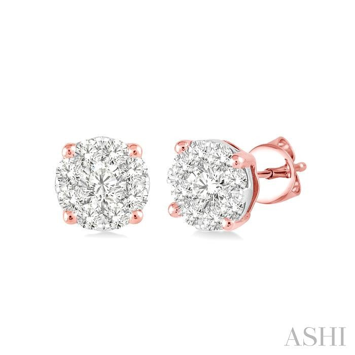 ASHI Round Shape Lovebright Essential Diamond Stud Earrings 91756PPFHERPW