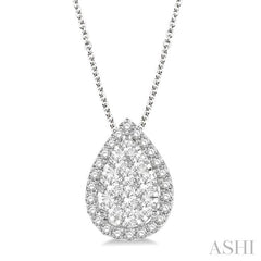 ASHI Pear Shape Halo Lovebright Essential Diamond Pendant 917B2PPFGPDWG