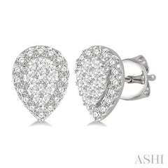ASHI Pear Shape Halo Lovebright Essential Diamond Earrings 917B3PPFGERWG