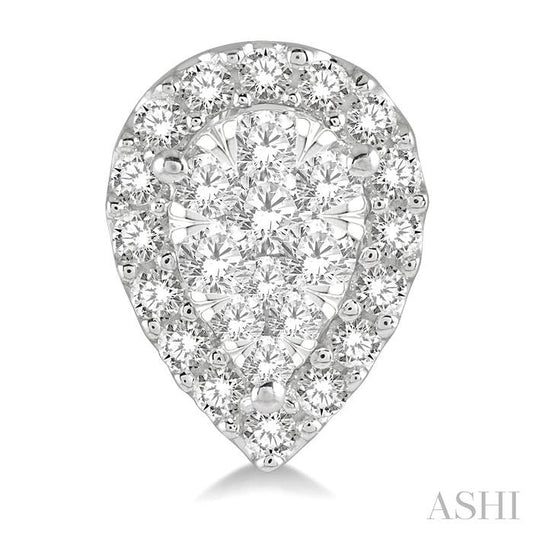 ASHI Pear Shape Halo Lovebright Essential Diamond Earrings 917B3PPFGERWG