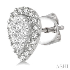 ASHI Pear Shape Halo Lovebright Essential Diamond Earrings 917B5PPFGERWG
