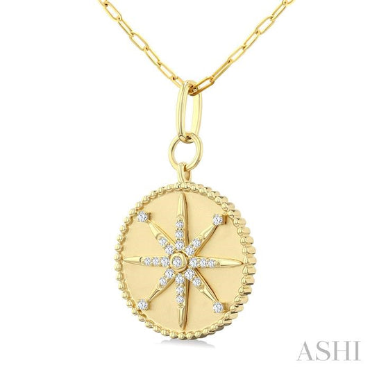 ASHI Circle Paperclip Medallion Diamond Fashion Pendant 917F6PPFGPDYG
