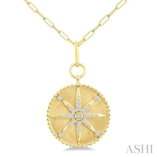 ASHI Circle Paperclip Medallion Diamond Fashion Pendant 917F6PPFGPDYG
