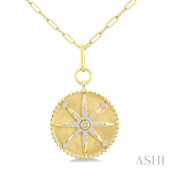 ASHI Circle Paperclip Medallion Diamond Fashion Pendant 917F6PPFGPDYG
