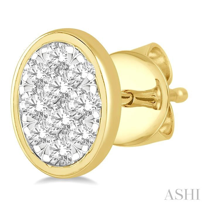 ASHI Oval Shape Bezel Set Lovebright Essential Diamond Stud Earrings 918B5PPFGERYW