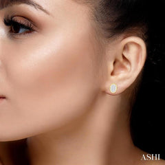 ASHI Oval Shape Bezel Set Lovebright Essential Diamond Stud Earrings 918B5PPFGERYW
