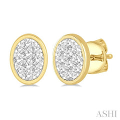 ASHI Oval Shape Bezel Set Lovebright Essential Diamond Stud Earrings 918B5PPFGERYW
