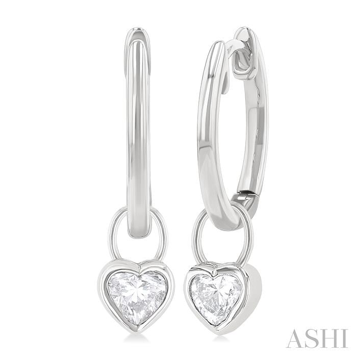 ASHI Heart Shape Bezel Set Diamond Huggie Fashion Earrings 918F5PPFGERWG-HT