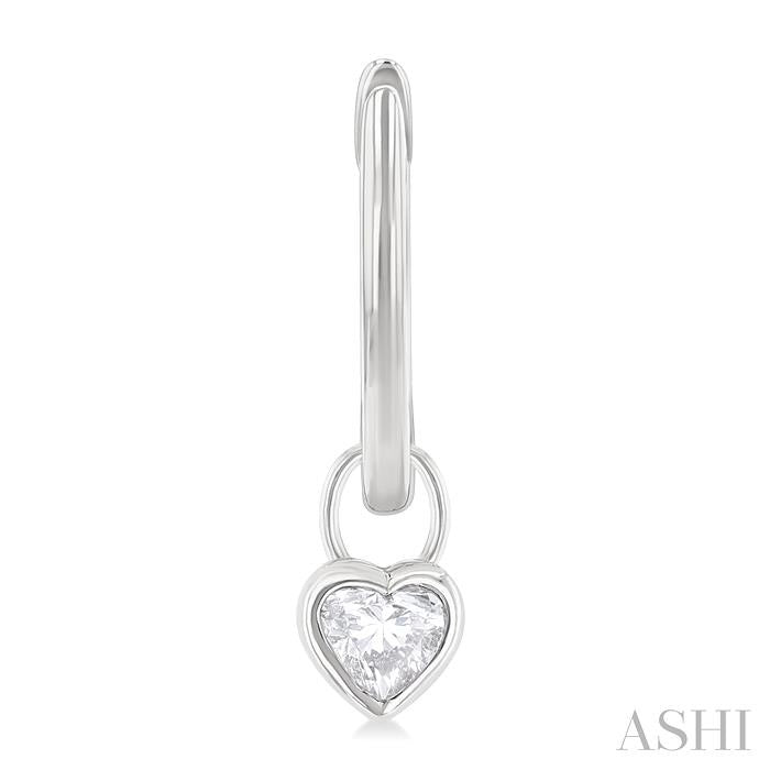 ASHI Heart Shape Bezel Set Diamond Huggie Fashion Earrings 918F5PPFGERWG-HT