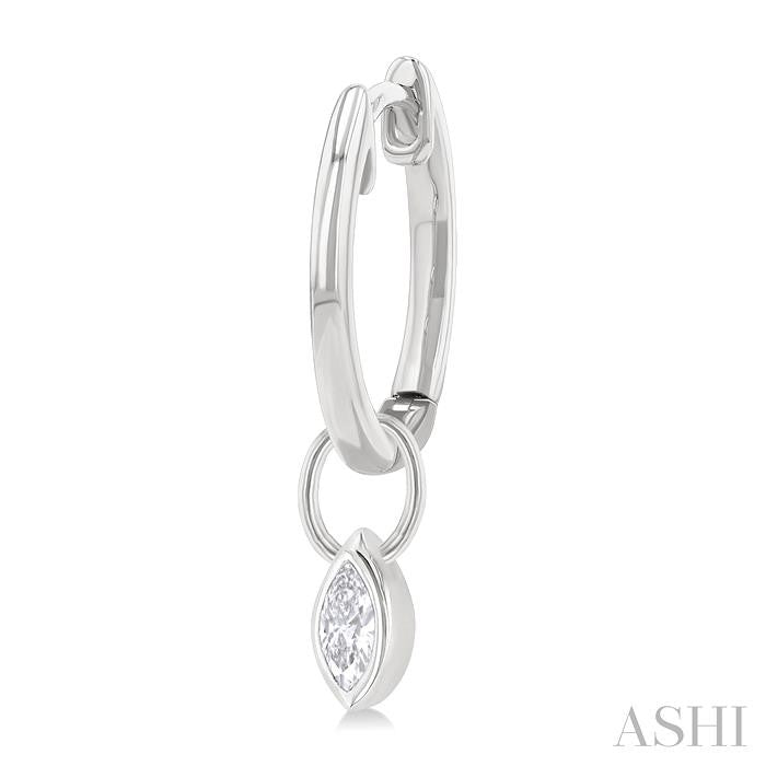ASHI Marquise Shape Bezel Set Diamond Huggie Fashion Earrings 918F5PPFGERWG-MQ