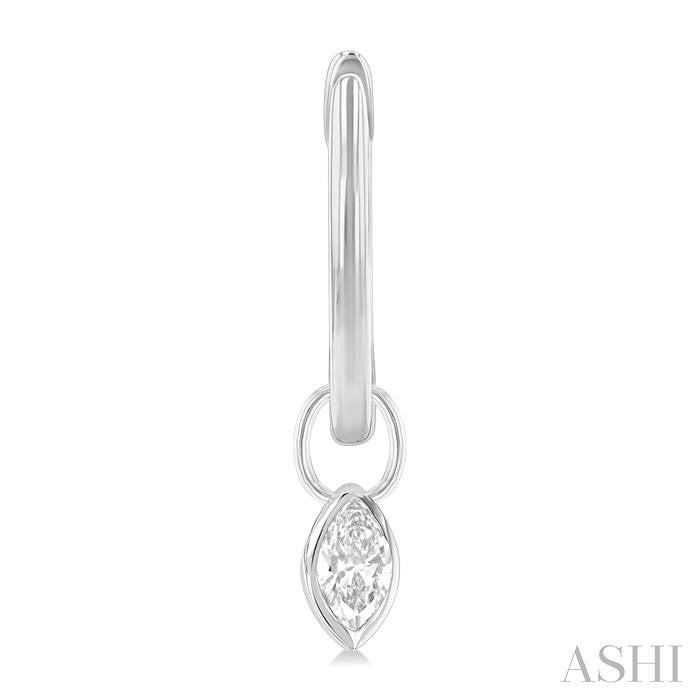 ASHI Marquise Shape Bezel Set Diamond Huggie Fashion Earrings 918F5PPFGERWG-MQ