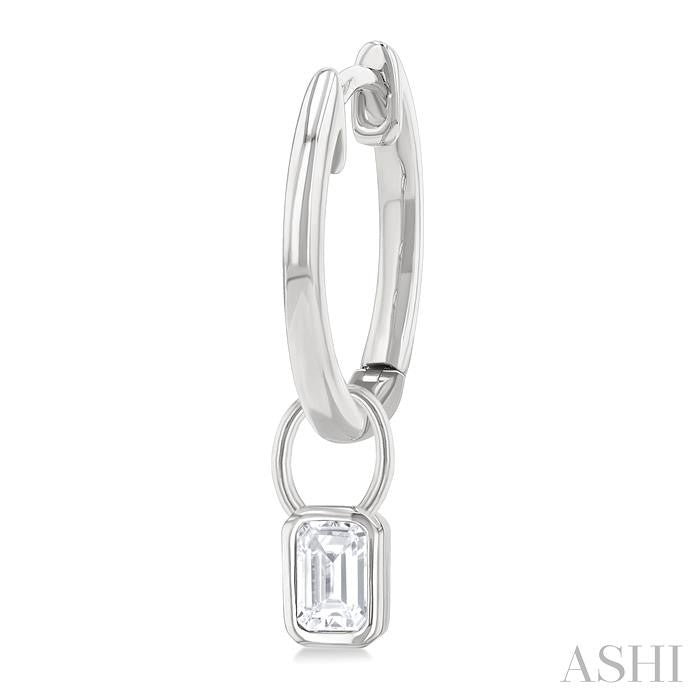 ASHI Emerald Shape Bezel Set Diamond Huggie Fashion Earrings 918F5PPFGERWG-OC