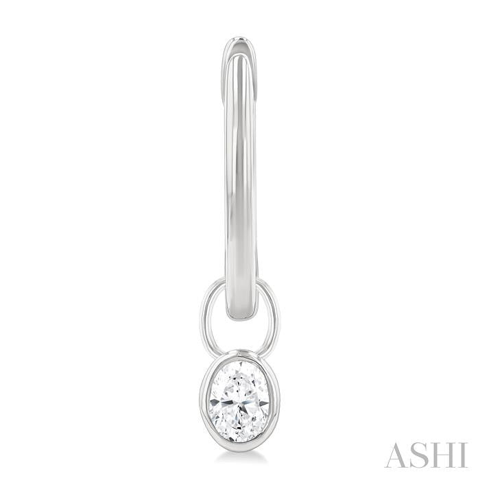 ASHI Oval Shape Bezel Set Diamond Huggie Fashion Earrings 918F5PPFGERWG-OV