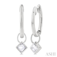ASHI Princess Shape Bezel Set Diamond Huggie Fashion Earrings 918F5PPFGERWG-PRN