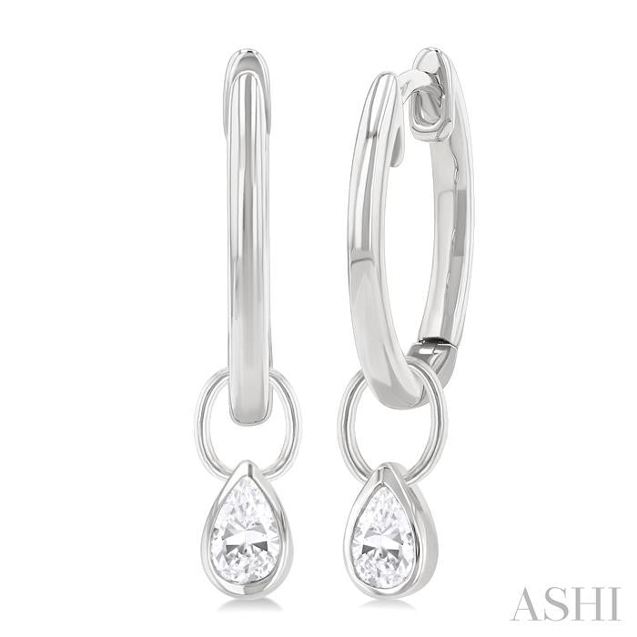 ASHI Pear Shape Bezel Set Diamond Huggie Fashion Earrings 918F5PPFGERWG-PR