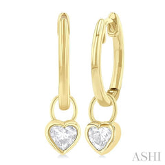 ASHI Heart Shape Bezel Set Diamond Huggie Fashion Earrings 918F5PPFGERYG-HT