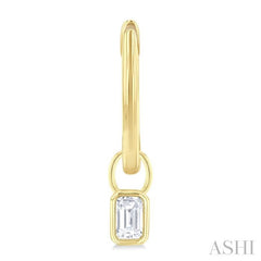 ASHI Emerald Shape Bezel Set Diamond Huggie Fashion Earrings 918F5PPFGERYG-OC