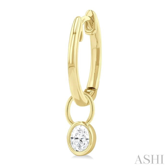 ASHI Oval Shape Bezel Set Diamond Huggie Fashion Earrings 918F5PPFGERYG-OV