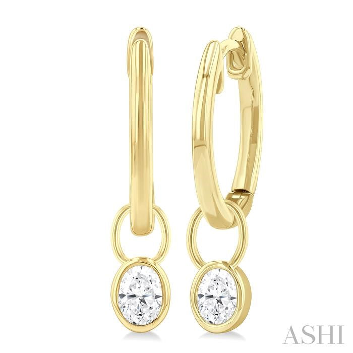 ASHI Oval Shape Bezel Set Diamond Huggie Fashion Earrings 918F5PPFGERYG-OV