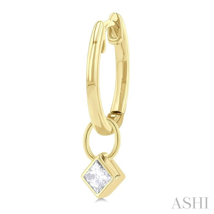 ASHI Princess Shape Bezel Set Diamond Huggie Fashion Earrings 918F5PPFGERYG-PRN