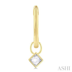 ASHI Princess Shape Bezel Set Diamond Huggie Fashion Earrings 918F5PPFGERYG-PRN