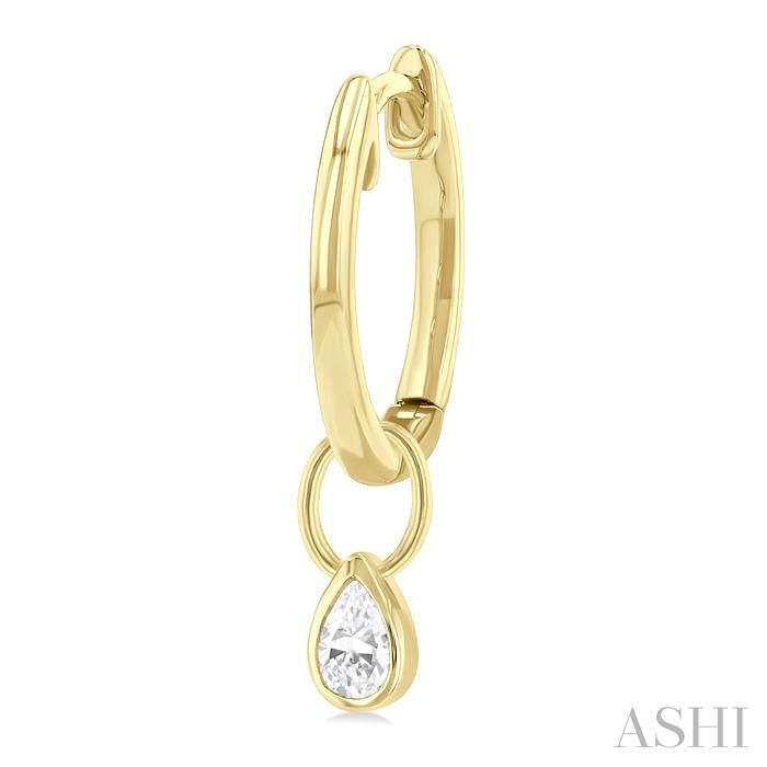 ASHI Pear Shape Bezel Set Diamond Huggie Fashion Earrings 918F5PPFGERYG-PR