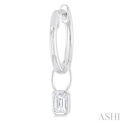 ASHI Emerald Shape Bezel Set Diamond Huggie Fashion Earrings 918F5PPTGERWG-OC