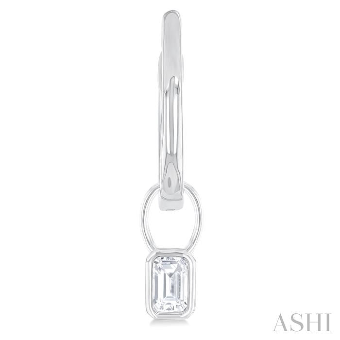 ASHI Emerald Shape Bezel Set Diamond Huggie Fashion Earrings 918F5PPTGERWG-OC