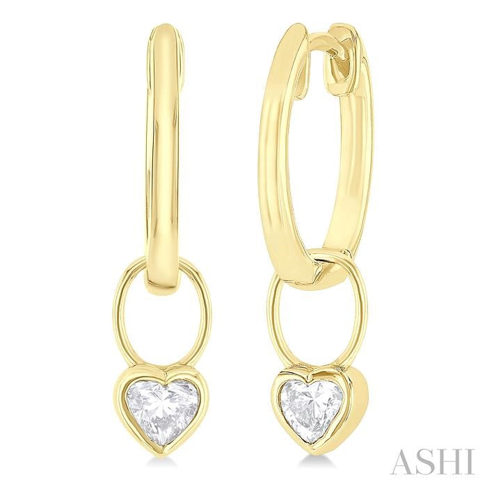 ASHI Heart Shape Bezel Set Diamond Huggie Fashion Earrings 918F5PPTGERYG-HT