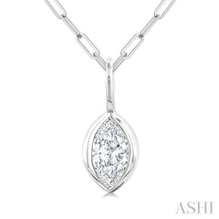 ASHI Marquise Shape Bezel Set Paperclip Diamond Fashion Pendant 918F7PPFGPDWG-MQ