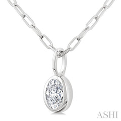 ASHI Oval Shape Bezel Set Paperclip Diamond Fashion Pendant 918F7PPFGPDWG-OV