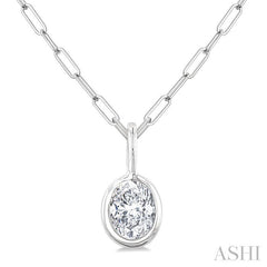 ASHI Oval Shape Bezel Set Paperclip Diamond Fashion Pendant 918F7PPFGPDWG-OV