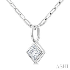 ASHI Princess Shape Bezel Set Paperclip Diamond Fashion Pendant 918F7PPFGPDWG-PRN