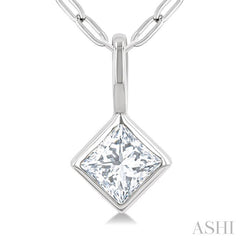 ASHI Princess Shape Bezel Set Paperclip Diamond Fashion Pendant 918F7PPFGPDWG-PRN
