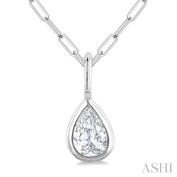 ASHI Pear Shape Bezel Set Paperclip Diamond Fashion Pendant 918F7PPFGPDWG-PR