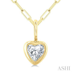 ASHI Heart Shape Bezel Set Paperclip Diamond Fashion Pendant 918F7PPFGPDYG-HT
