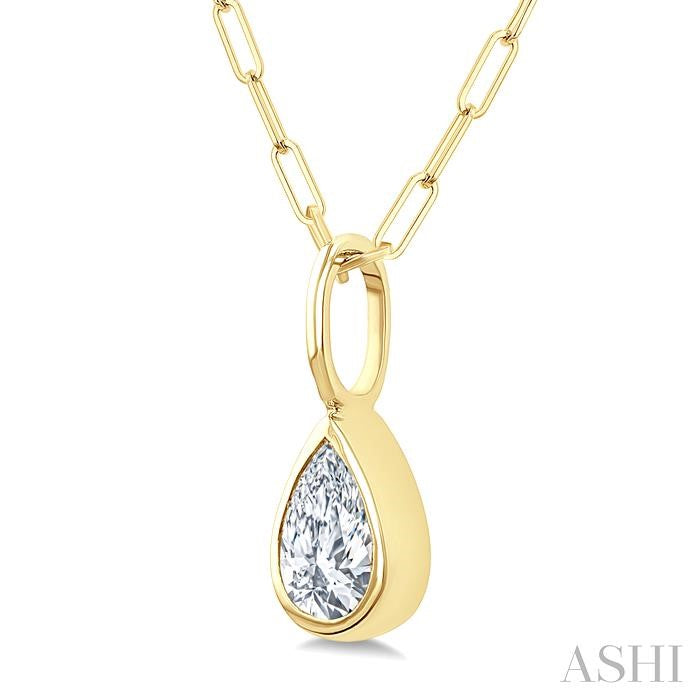 ASHI Pear Shape Bezel Set Paperclip Diamond Fashion Pendant 918F7PPFGPDYG-PR