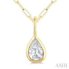 ASHI Pear Shape Bezel Set Paperclip Diamond Fashion Pendant 918F7PPTGPDYG-PR